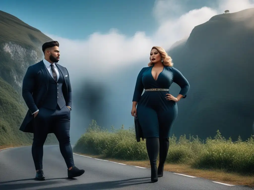 Moda plussize: empoderamiento y diversidad en la ciudad Grupo de personas plus size seguras y elegantes, deslumbrando con outfits bien ajustados y estilo único en la ciudad
