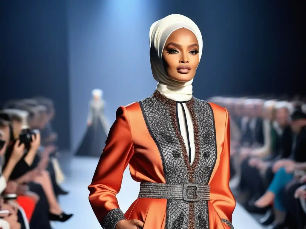 Halima Aden rompiendo barreras en la pasarela Halima Aden desfila con elegancia en pasarelas, rompiendo barreras con su hijab, en un momento histórico de la moda internacional