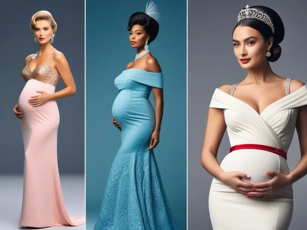 Evolución moda maternal: décadas de estilo desde los 50 Historia de la moda maternal a lo largo de las décadas, mostrando la evolución de estilos y colores icónicos