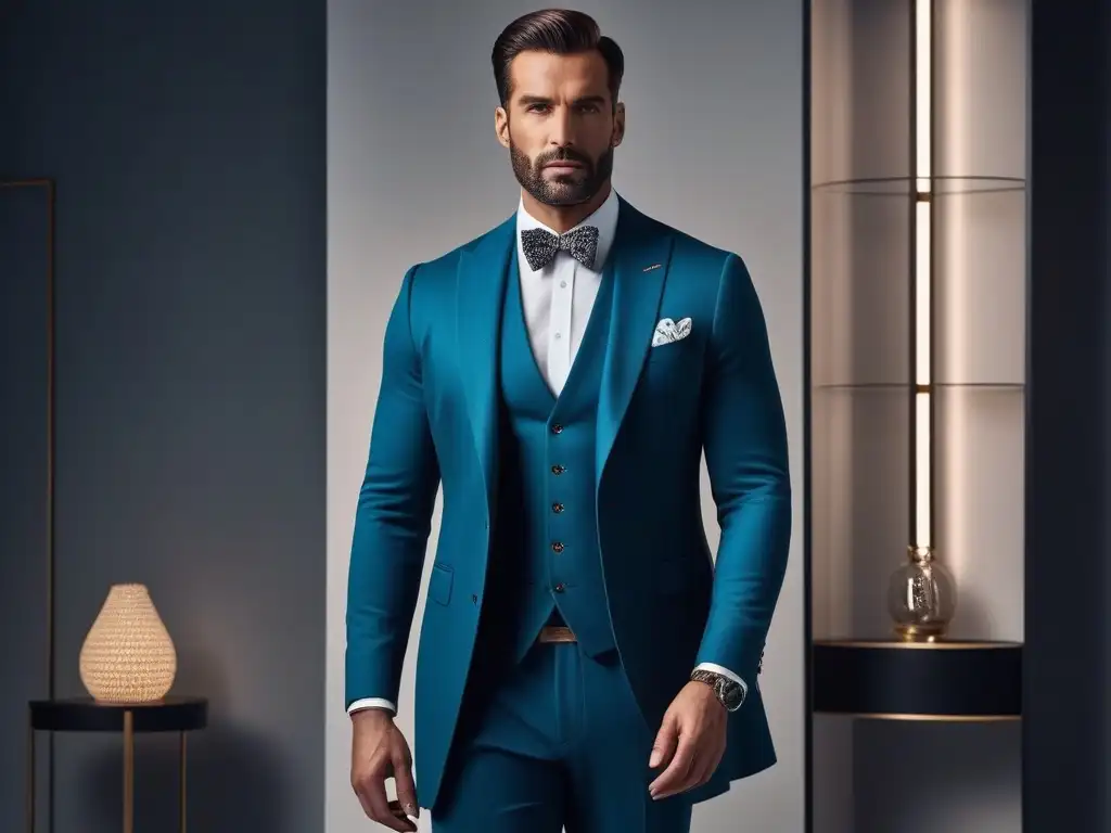 Maestro del estilo: experto en capas para hombres altos Un hombre alto vistiendo con estilo en un elegante apartamento moderno
