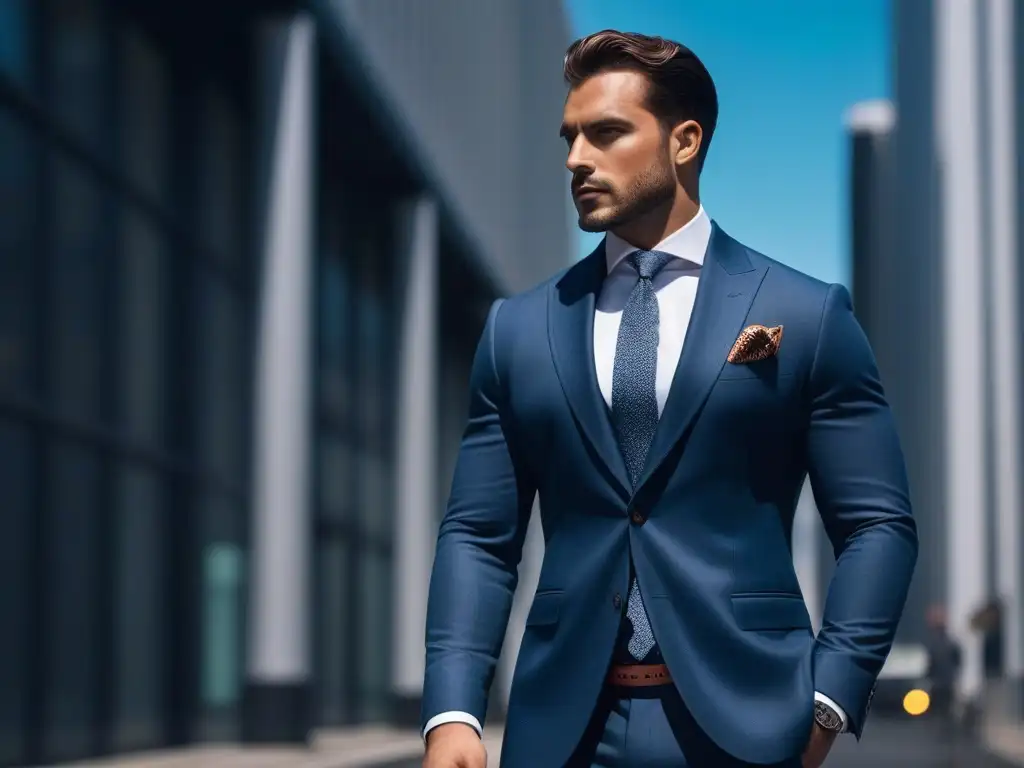 Elegancia curvilínea: cinturón y corbata en hombres con estilo Un hombre curvy con estilo y confianza, destacando la importancia de cinturones y corbatas para hombres curvy en la moda masculina