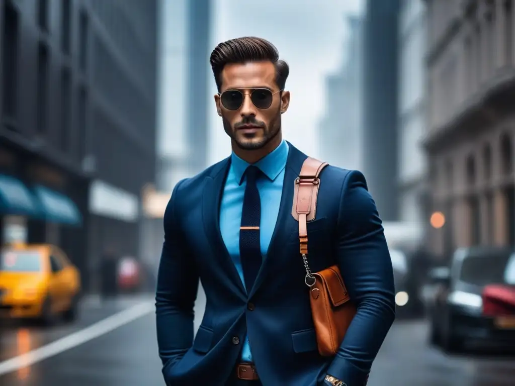 Estilo urbano: accesorios elegantes para el hombre moderno Un hombre petite elegante con accesorios de estilo en una ciudad sofisticada