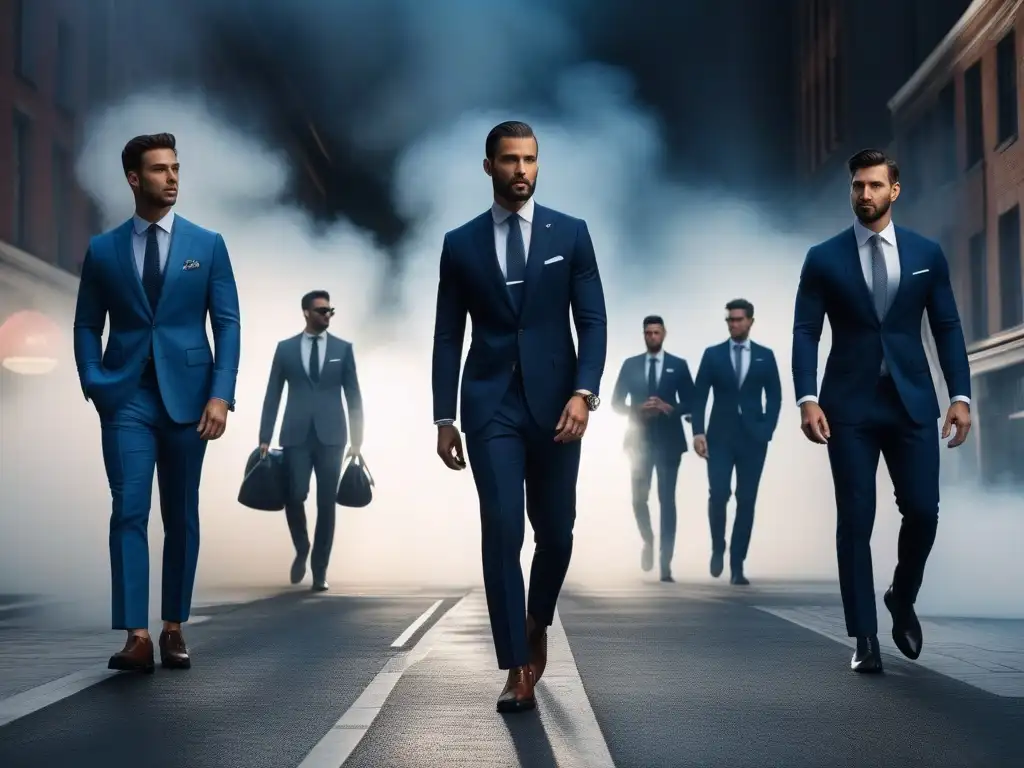 Elegantes hombres altos lucen trajes a medida en la ciudad Hombres altos exhiben trajes modernos y elegantes en la ciudad
