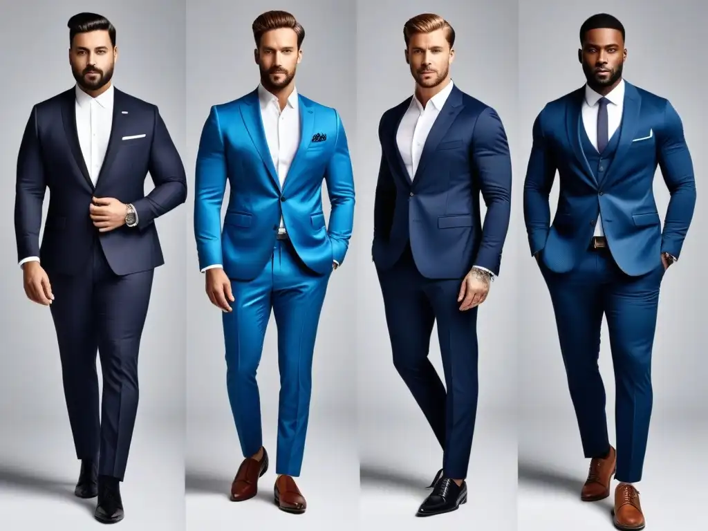 Estilo y diversidad: hombres seguros en atuendos profesionales Hombres diversos posando con estilo en ropa que resalta sus cuerpos