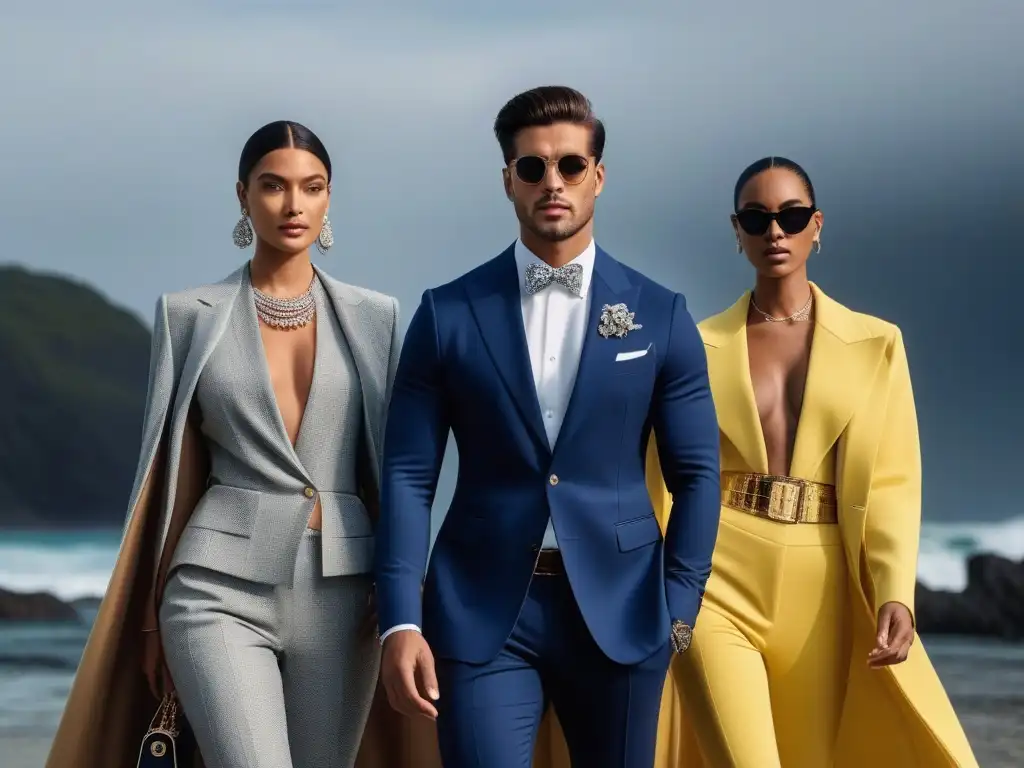 Diversidad y lujo: Accesorios de alta gama en modelos únicos Una imagen de alta resolución con modelos diversos y accesorios de alta gama, representando cuerpos inclusivos en la moda
