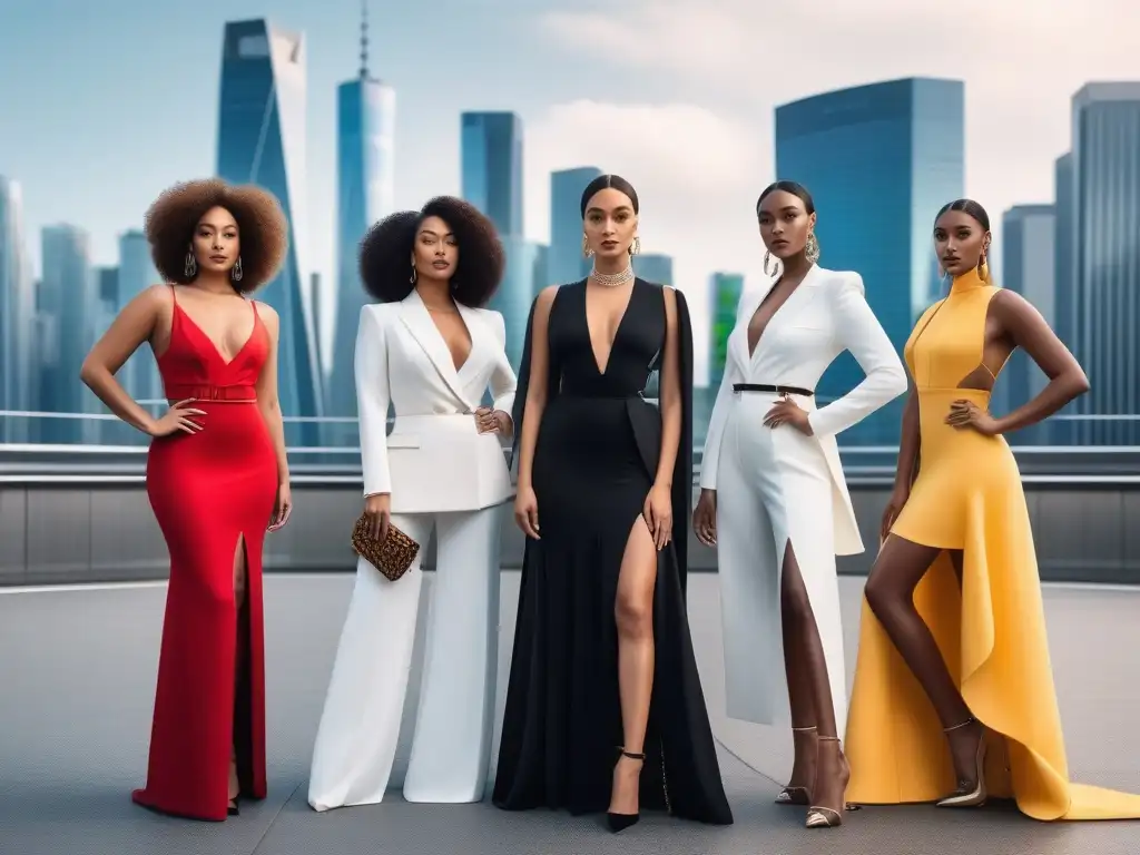 Moda inclusiva: influenciadores diversos unidos en la ciudad Una imagen de alta resolución que muestra a un variado grupo de influencers de moda, representando la diversidad y unidad en la industria