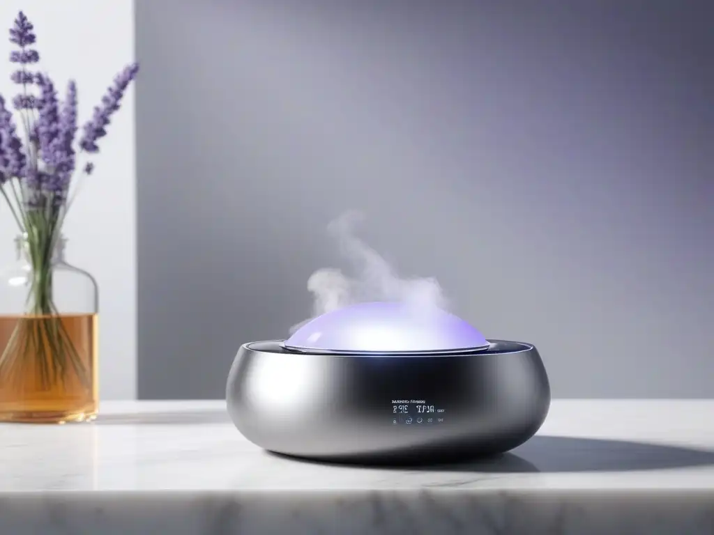 Dispositivo de lujo para cuidado de la piel en mármol blanco Una imagen de alta tecnología para cuidado de la piel avanzada en un elegante dispositivo futurista sobre un mostrador de mármol blanco