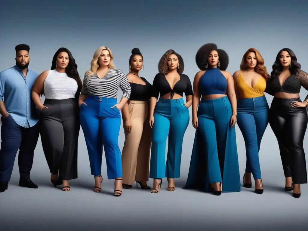 Estilo y confianza: Plussize en tendencia Una imagen chic y moderna de personas seguras con pantalones plus size para todos