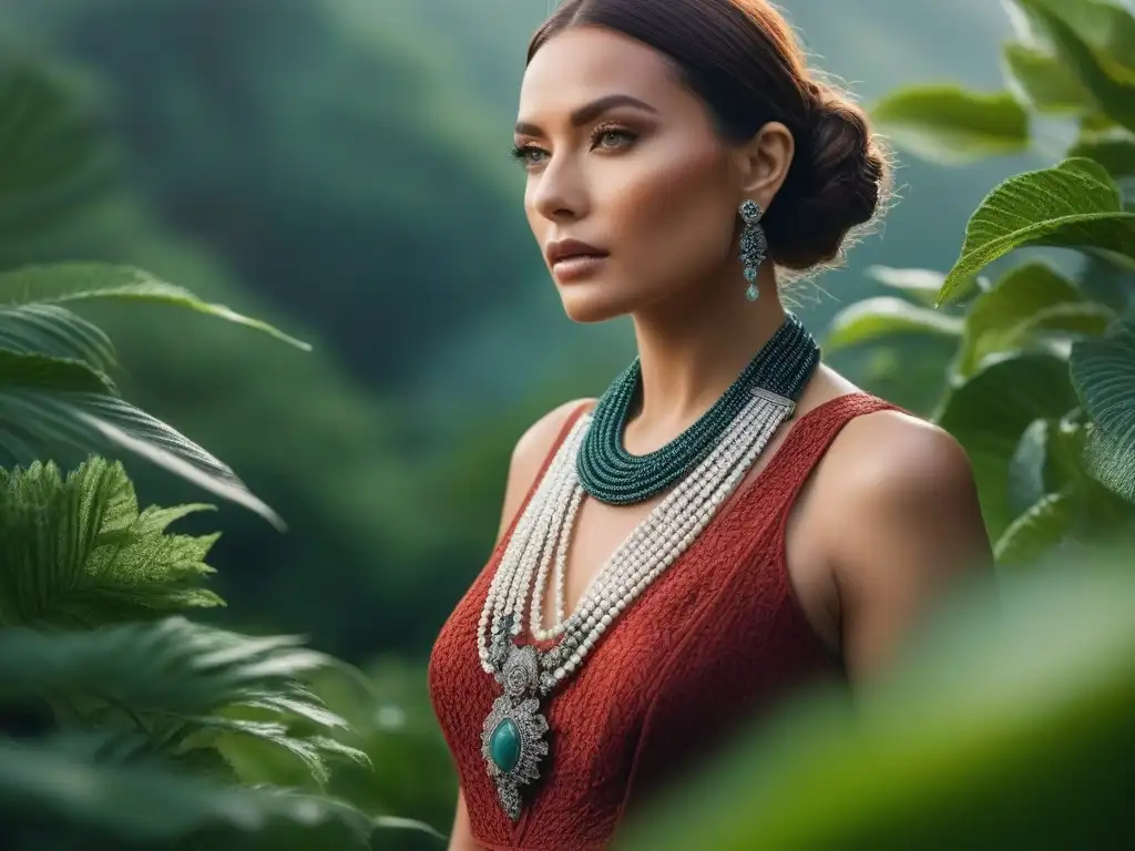 Collares de diseñador en diversidad natural Una imagen detallada de personas con collares de diseñador, destacando estilos y diseños únicos en un entorno natural