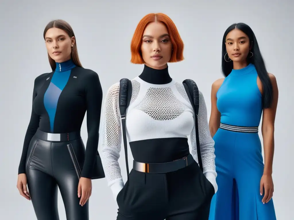 Moda inclusiva con sensores de salud: fusión de estilo y tecnología Una imagen detallada de personas diversas vistiendo moda inclusiva para todos cuerpos con tecnología de salud integrada