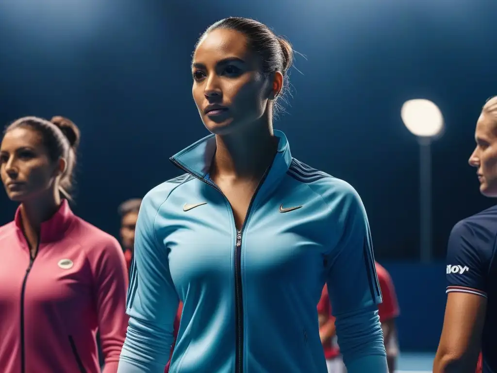 Moda tenis inclusiva: detalles únicos de outfits diversos Una imagen detallada de tenistas diversos con ropa inclusiva para todos los cuerpos, mostrando variedad de diseños y tallas