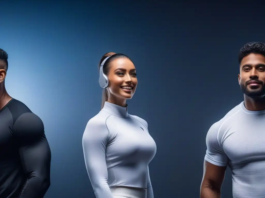 Moda tecnológica: diversidad y estilo en un futuro brillante Una imagen futurista con personas diversas usando gadgets de moda, fusionando tecnología y estilo