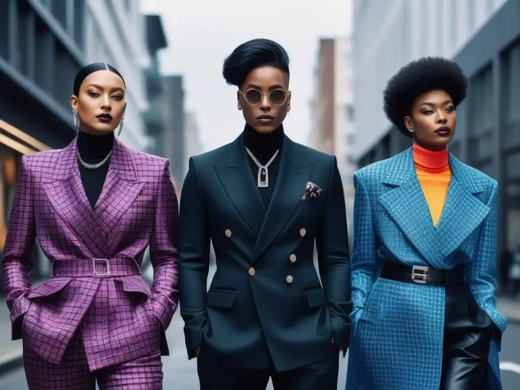 Diversidad de género en la moda urbana: individualidad y empoderamiento Una imagen impactante de moda no binaria inclusiva diversa en la ciudad, con personas desafiando normas de género con confianza y estilo único
