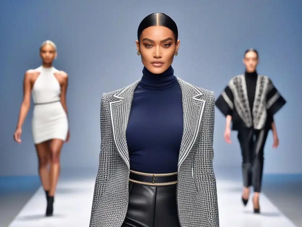 Moda inclusiva: diversidad y confianza en la pasarela Una imagen impactante de moda inclusiva con modelos diversos que irradian confianza y autoexpresión en una pasarela moderna