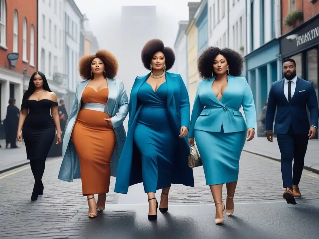 Moda inclusiva y sostenible: diversidad urbana con estilo Una imagen impactante de moda tallas grandes sostenible, con diversidad y estilo en la ciudad