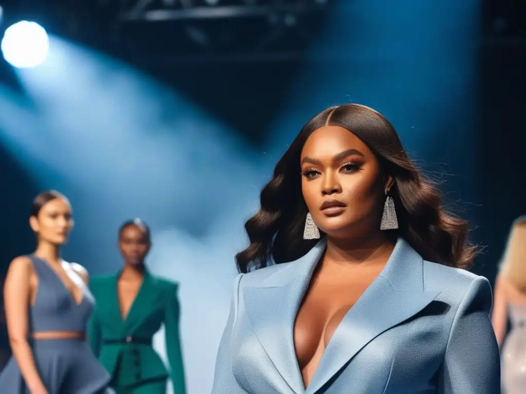 Diversidad y empoderamiento: desfile de moda inclusiva Una imagen impactante de modelos diversos desfilando con confianza en una pasarela, luciendo diseños de moda inclusiva para todos los cuerpos