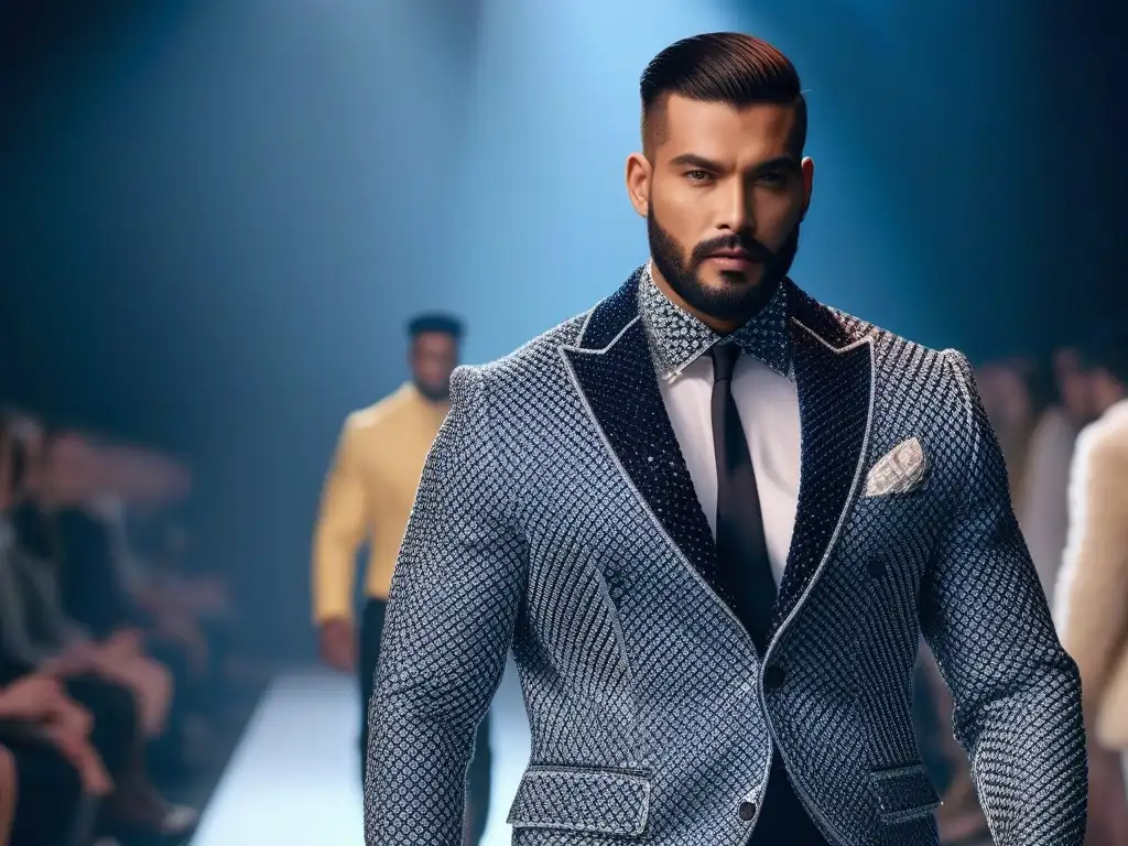 Desfile de moda inclusivo: modelos masculinos diversos en pasarela Una imagen impactante de modelos masculinos diversos desfilando en la pasarela, reflejando la diversidad masculina en desfiles de moda