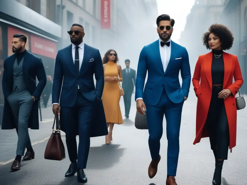 Foto de moda urbana con tecnología wearable premium y diversidad Una imagen inspiradora de diversidad y moda inclusiva con wearables premium en un entorno urbano moderno