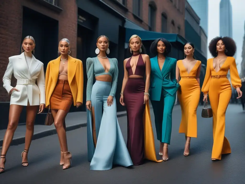 Influencers de lujo: diversidad, estilo y empoderamiento Una imagen inspiradora de influencers de diferentes culturas en moda de lujo para todos, reflejando unidad y sofisticación urbana