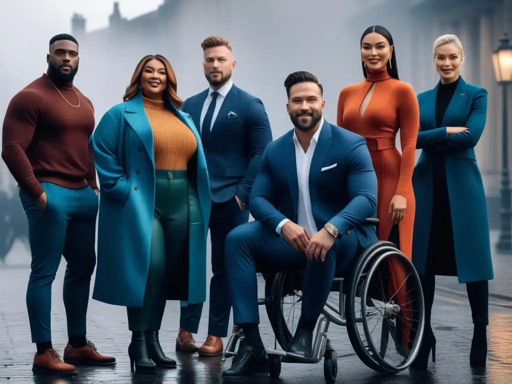 Moda inclusiva: diversidad de estilos adaptados para todos Una imagen inspiradora de moda inclusiva con diversidad corporal, celebrando la individualidad y la autoexpresión