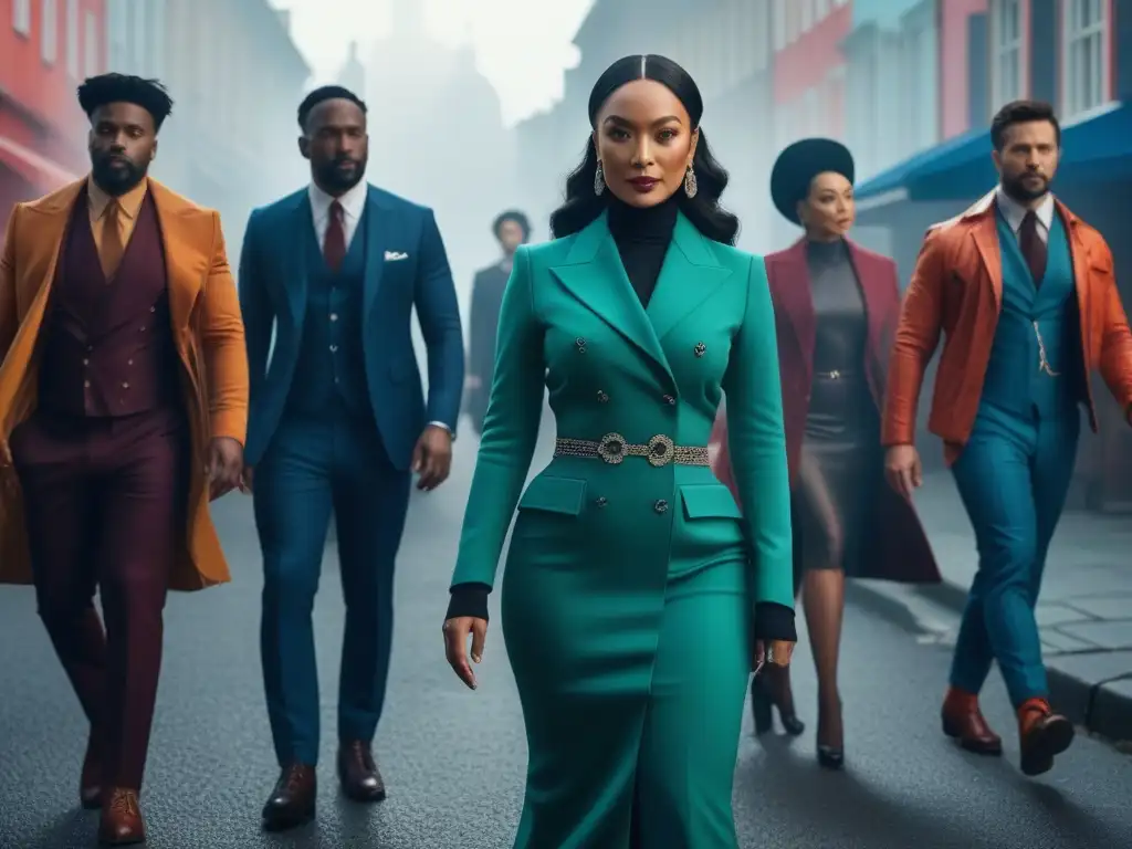 Elenco diverso y estiloso en set de cine Una imagen de moda inclusiva en el cine y televisión con actores de diversas etnias, cuerpos y habilidades en un set vibrante