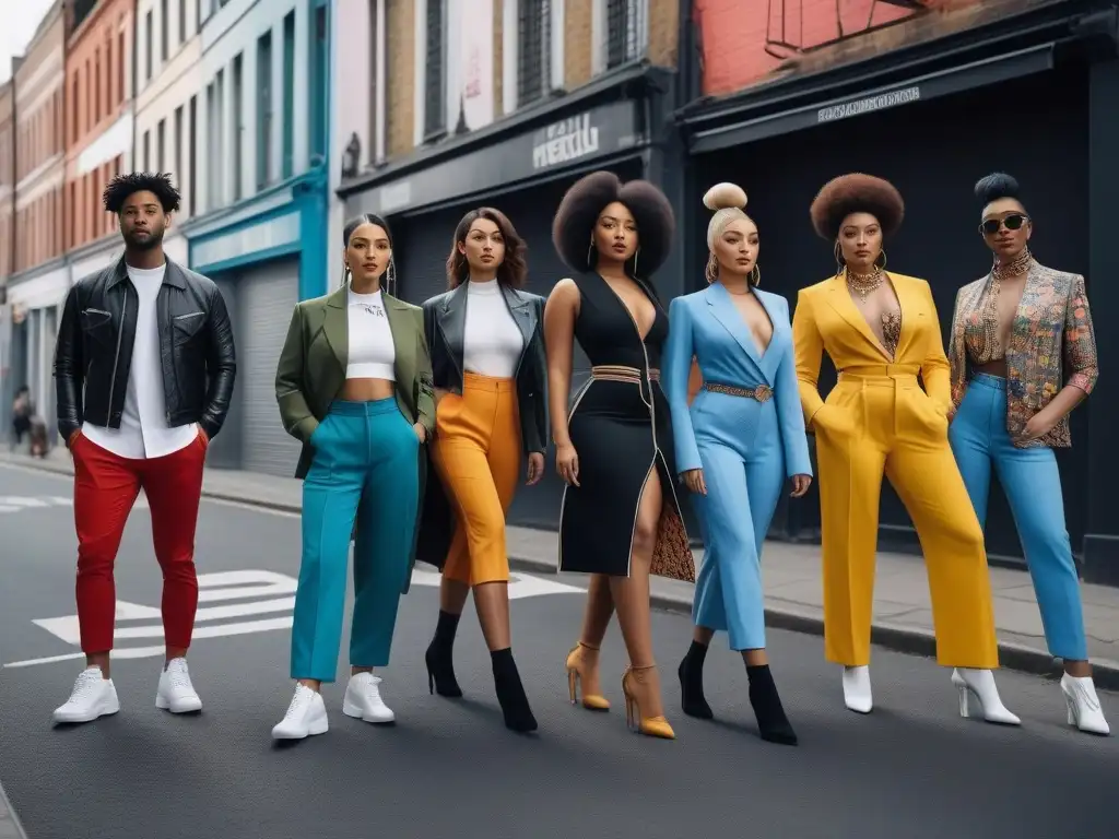 Diversidad y estilo: moda inclusiva en la ciudad Una imagen de moda inclusiva para todos cuerpos, con personas diversas mostrando su estilo único en un ambiente urbano vibrante y moderno