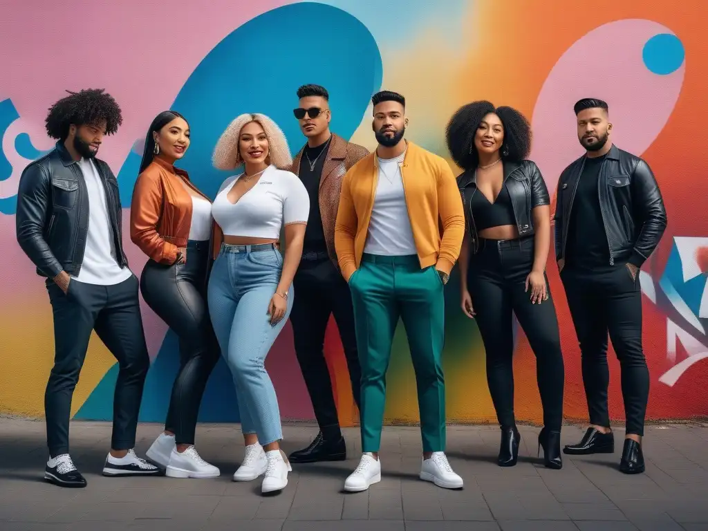 Diversidad y estilo: Street fashion inclusivo y empoderado Una imagen de moda inclusiva para diversidad corporal, con personas diversas luciendo con confianza estilos inclusivos en una calle urbana colorida
