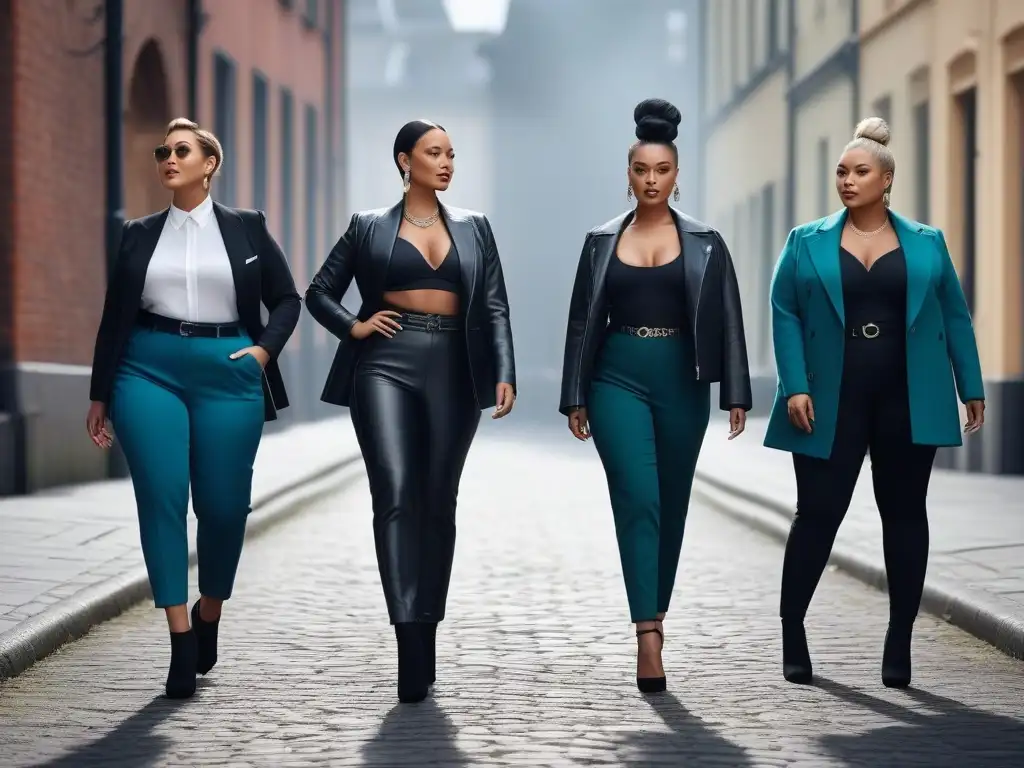 Moda petite inclusiva y chic: estilo y confianza en la ciudad Una imagen de moda inclusiva y empoderadora con marcas petite exclusivas para todos, en un ambiente urbano moderno y elegante