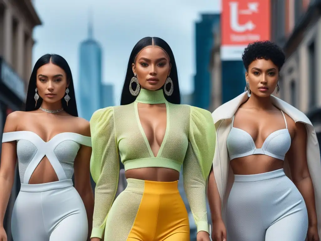 Moda inclusiva: diversidad de estilos y cuerpos en la ciudad Una imagen de moda inclusiva con modelos de diferentes etnias, tallas y habilidades luciendo outfits elegantes en la ciudad