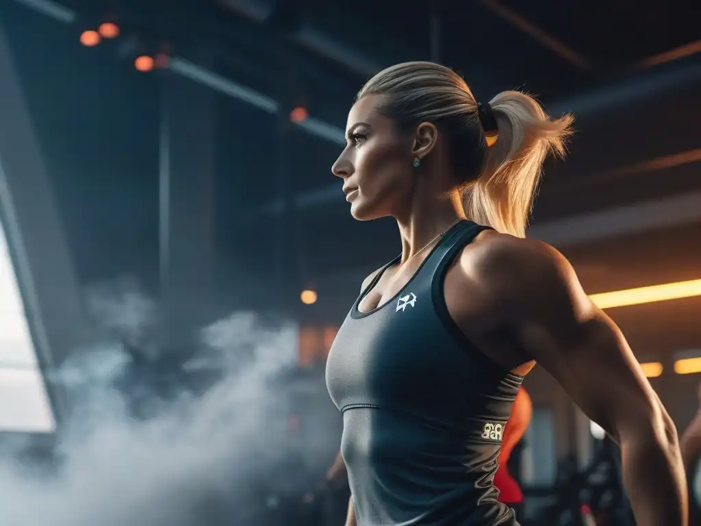 Grupo diverso en entrenamiento intenso con quemadores de grasa Una imagen motivadora de diversidad en un gimnasio moderno, con quemadores de grasa efectivos y alta intensidad