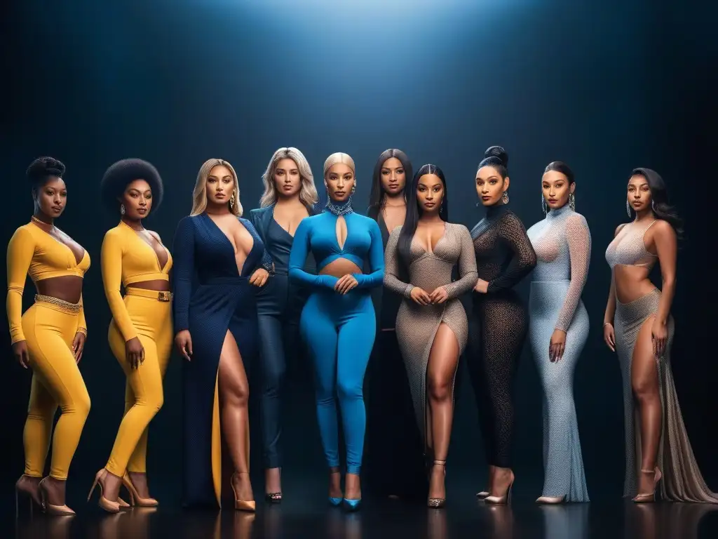 Empoderamiento diverso: confianza y belleza única en grupo Una imagen poderosa que desafía los estándares de belleza, celebrando la diversidad y la individualidad