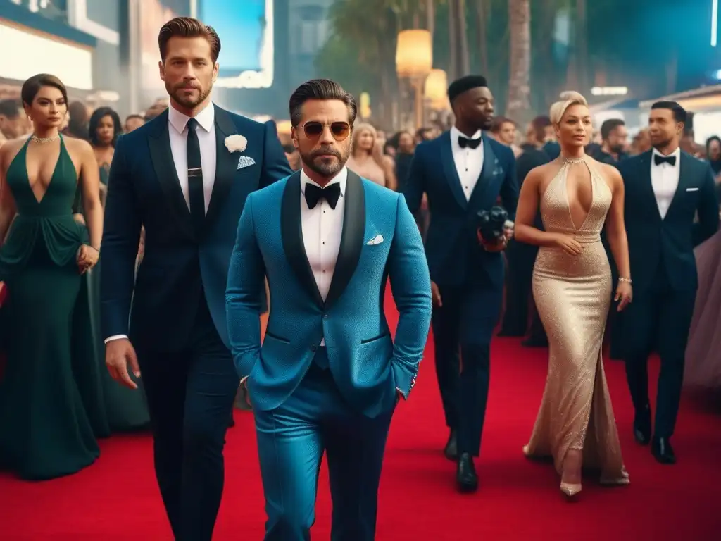 Desfile de cuerpos diversos en Hollywood: celebrando la inclusividad Una imagen de inclusión de todas las tallas: actores diversos desfilando con glamour por la alfombra roja, irradiando confianza y empoderamiento