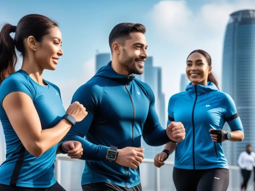 Diversidad y tecnología inclusiva en la ciudad Una imagen de tecnología wearable promoviendo inclusión y diversidad en actividades cotidianas en la ciudad