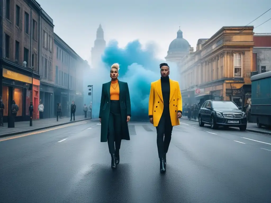 Moda no binaria en la ciudad: diversidad y estilo sin límites Una imagen urbana de moda no binaria tendencias actuales con personas expresando su estilo único en la calle