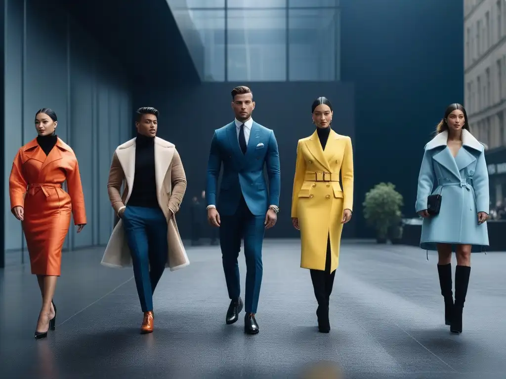 Moda de lujo: diversidad y elegancia en la ciudad Una imagen urbana de moda lujo inclusiva diversa con estilos elegantes y variados en un ambiente moderno y vibrante