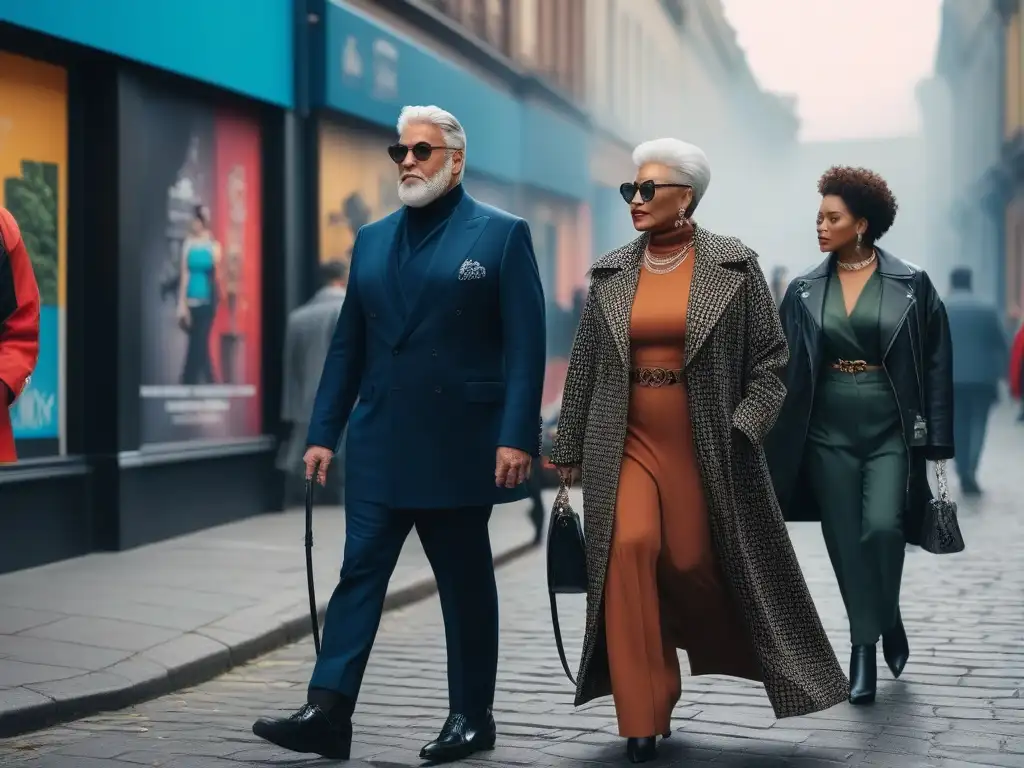 Moda inclusiva: diversidad en la ciudad Una imagen urbana con personas de todas las edades y capacidades, luciendo accesorios adaptativos y moda inclusiva