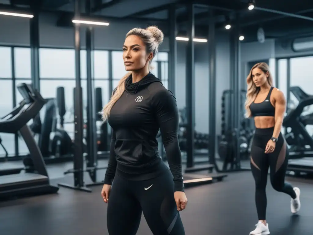 Entrenamiento inclusivo en estudio de lujo: diversidad y empoderamiento Una imagen vibrante de diversidad y comunidad en un lujoso estudio fitness, reflejando los beneficios del equipamiento fitness de lujo