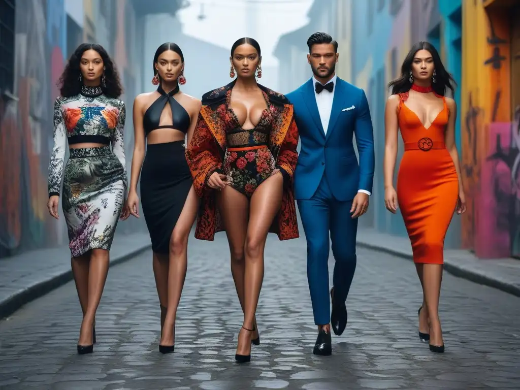 Dolce & Gabbana: Moda inclusiva en la ciudad Una imagen vibrante de moda inclusiva para todos los cuerpos con modelos variados luciendo prendas de Dolce & Gabbana en la calle