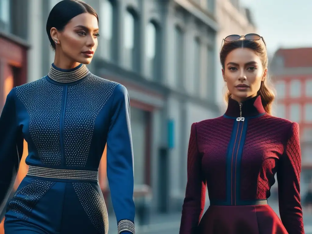 Moda inclusiva: Smart textiles en la ciudad Una imagen vibrante de textiles inteligentes en moda inclusiva, con innovadores diseños y colores en una ciudad moderna