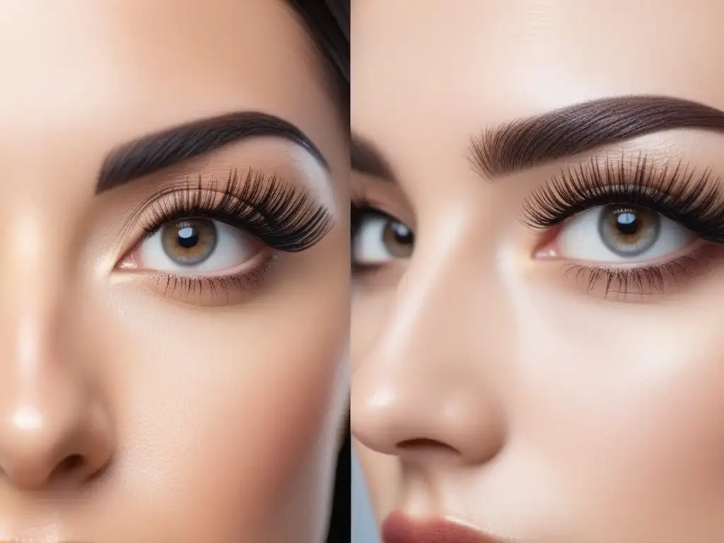Transformación de cejas y pestañas: antes y después Transformación impactante en cejas y pestañas antes y después de tratamientos inclusivos