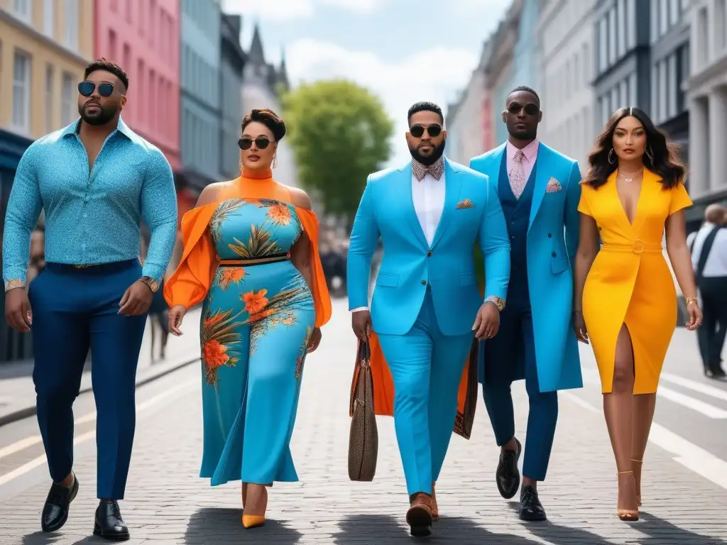 Moda adaptativa: diversidad con estilo en la ciudad Una impactante imagen de grupo diverso con discapacidades, luciendo con estilo atuendos adaptativos de verano 2023 en una vibrante calle de la ciudad
