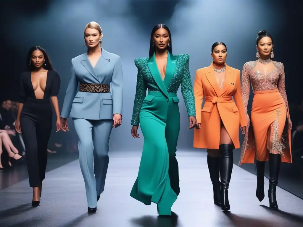 Desfile inclusivo: Celebrando la diversidad en la moda Una impactante pasarela de moda inclusiva y diversa, donde modelos diversos desfilan con confianza en diseños vanguardistas