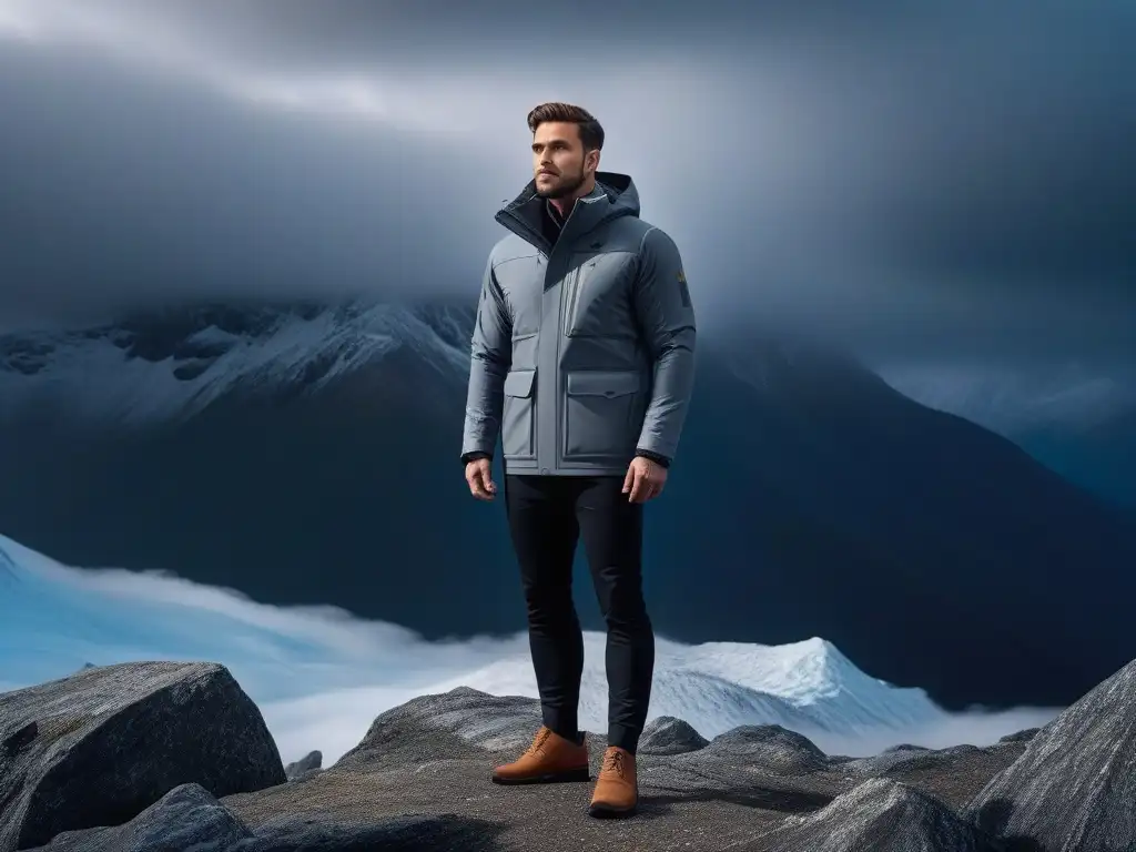 Chaqueta futurista con tecnología de regulación de temperatura incorporada Imponente chaqueta futurista con tecnología de regulación de temperatura, ideal para diferentes climas al aire libre
