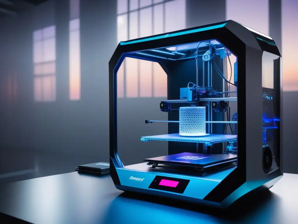 Alta costura 3D: Impresora futurista creando moda vanguardista Un impresionante 3D printer personalizando moda online con alta tecnología y diseño vanguardista