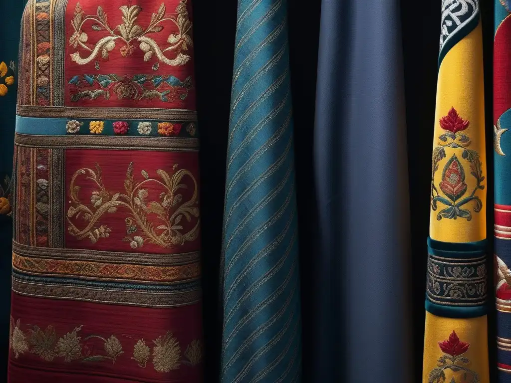 Exhibición de textiles tradicionales: patrones e colores vibrantes Una impresionante exhibición de textiles tradicionales de todo el mundo en un museo moderno