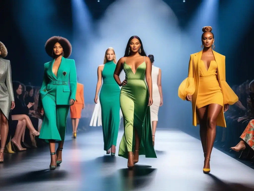 Desfile inclusivo: moda diversa y vibrante Colección inclusiva de modelos desfilando en la pasarela, abrazando la diversidad y la moda