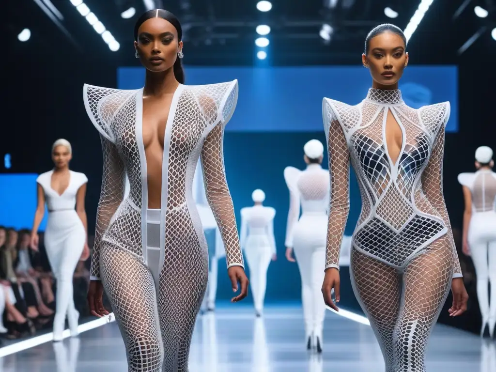 Desfile futurista: moda 3D para todos los cuerpos Increíble desfile de moda con prendas personalizadas para cuerpos diversos, fusionando tecnología e inclusividad en 3D