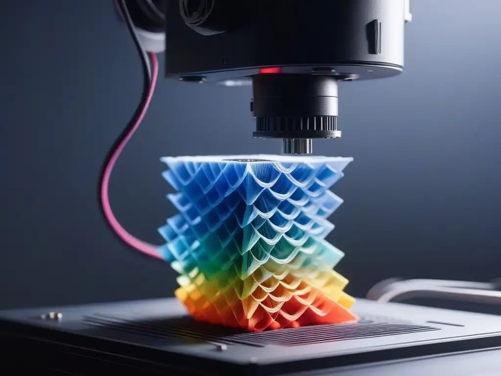 Moda futurista: Impresora 3D creando diseño único Increíble impresión 3D de moda personalizada en un estudio minimalista con tecnología de vanguardia