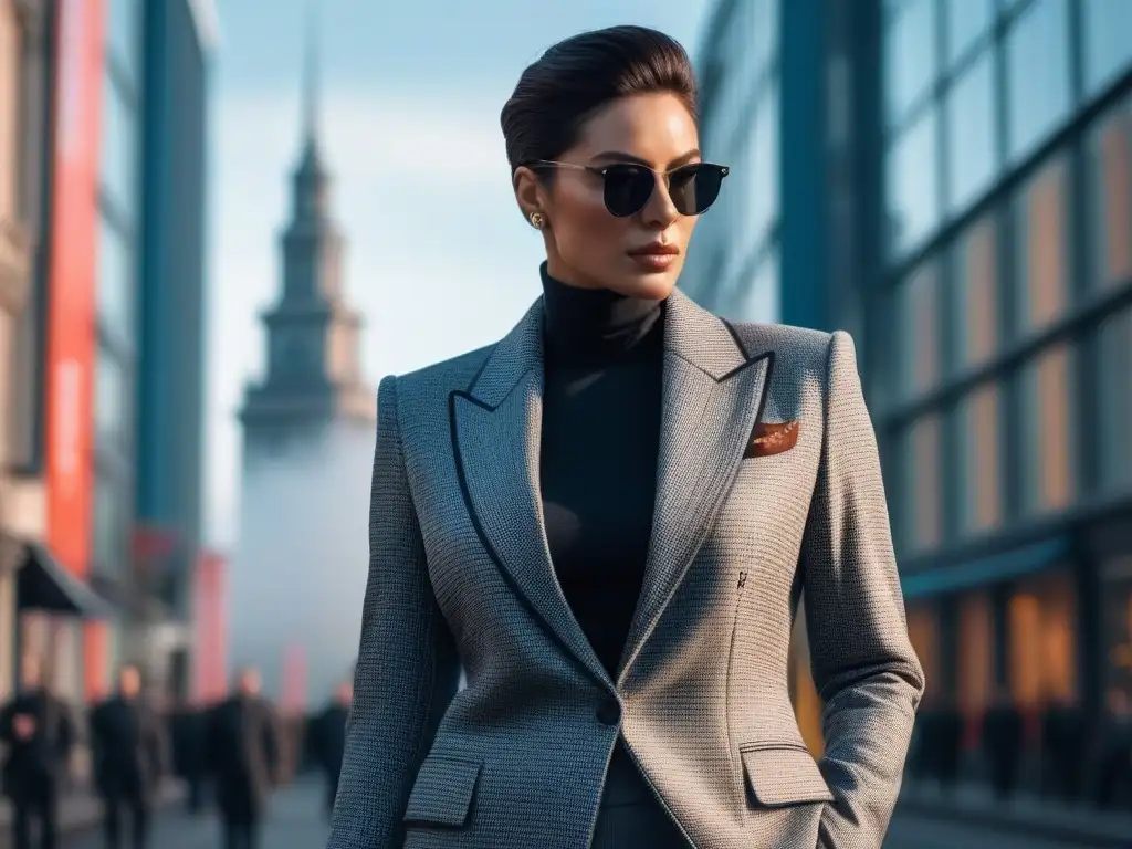 Estilo urbano: persona alta deslumbrante en la moda del 2023 Un individuo alto desfila con estilo urbano en una ciudad futurista