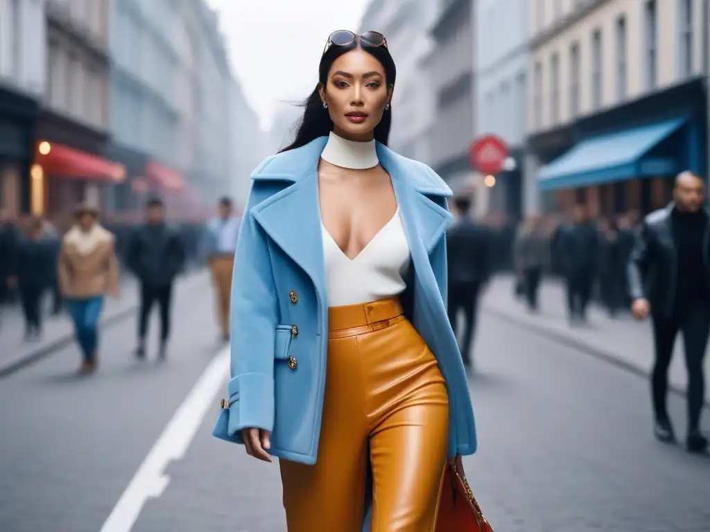 Influencer de moda deslumbrante paseando por la ciudad Un influencer de moda alta y elegante caminando con confianza por la ciudad